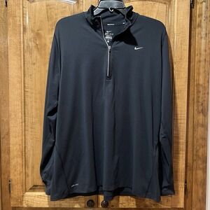 Nike Men's Dry Fit 1/4 Zip Sz 1X LS Thumbholes  ReflectivRunning Pullover Black